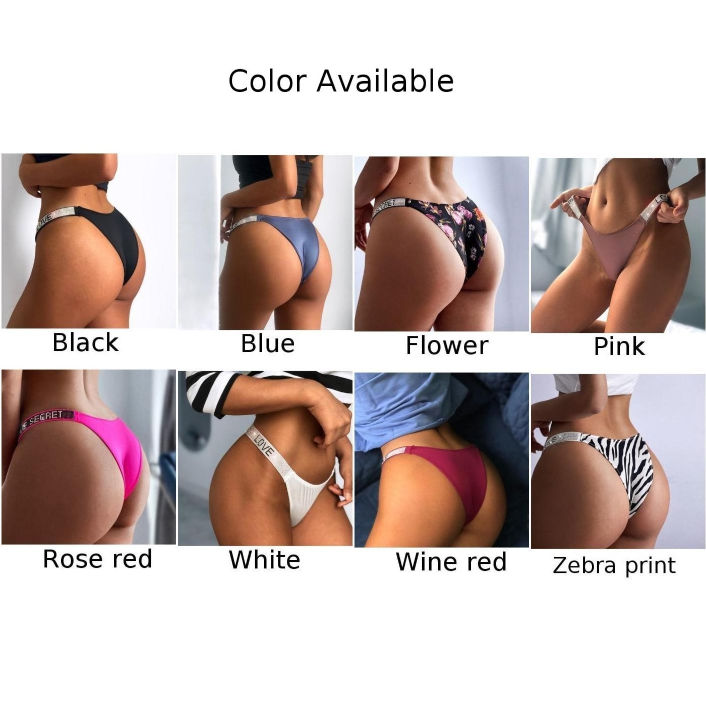 Women Thongs Underwear Sleepwear Solid Backless Bikini T-back Underpants