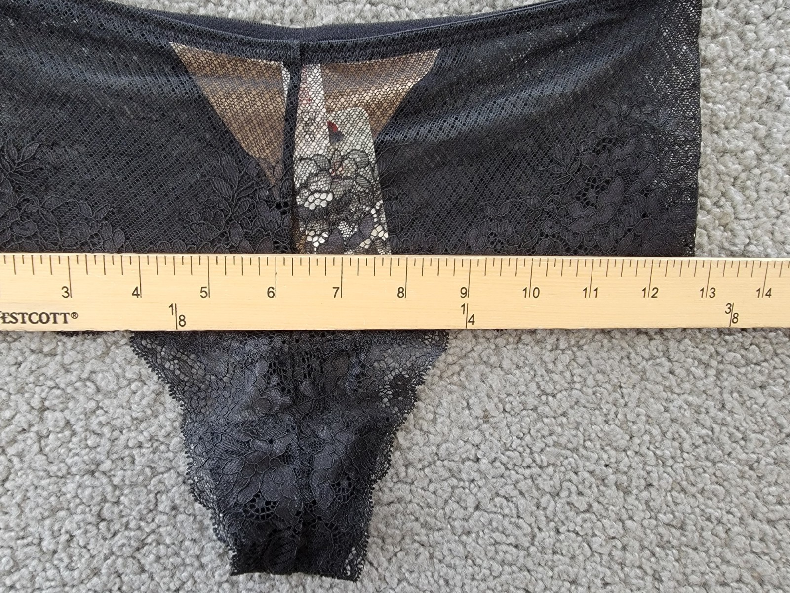 Skarlett Blue Flaunt High Rise Thong Women’s XS Black Scalloped Trim Pull-On
