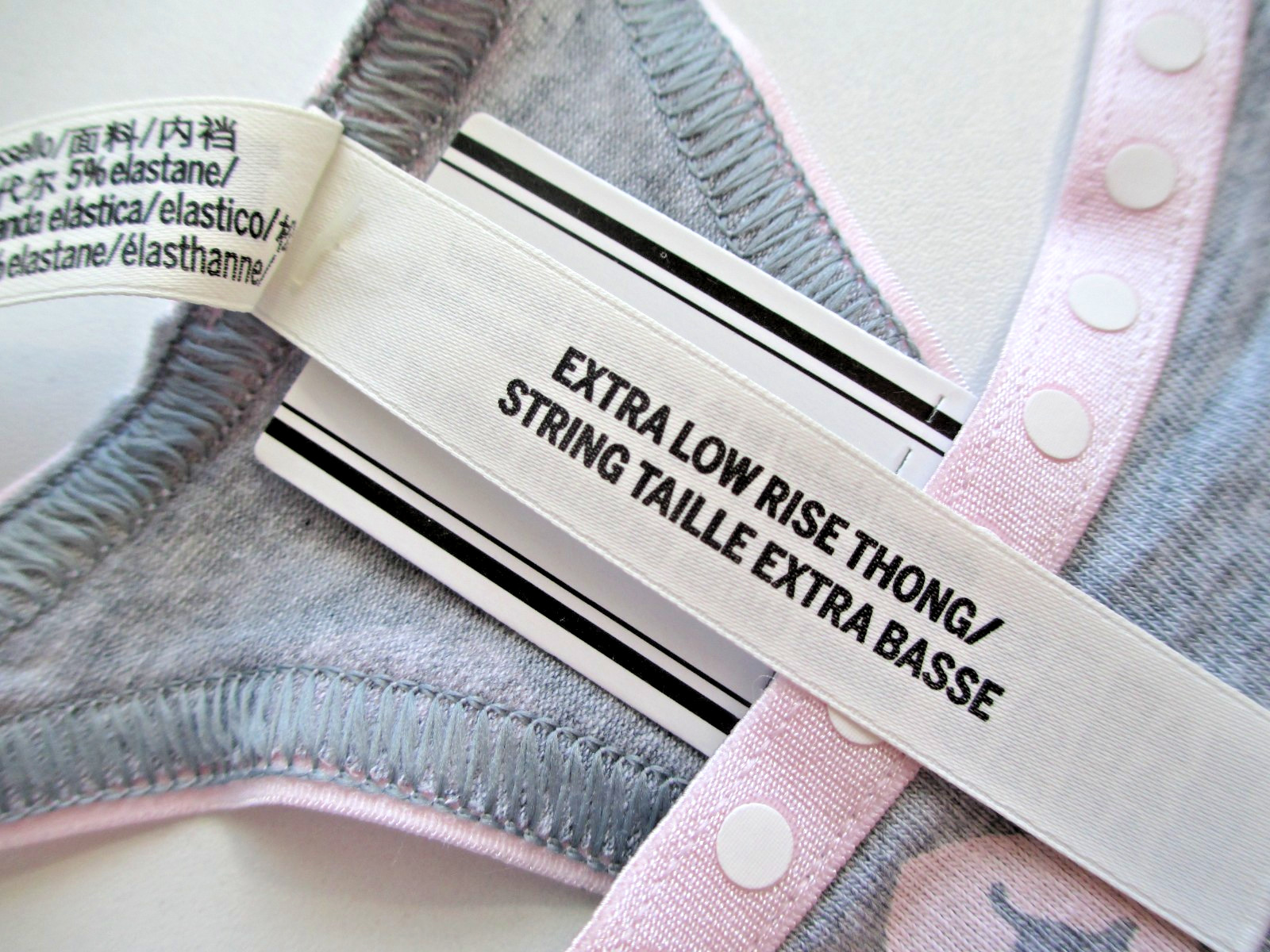 VICTORIA’S SECRET PINK Cotton High Leg Thong Panty S M L XL Gray Polka Dot Heart