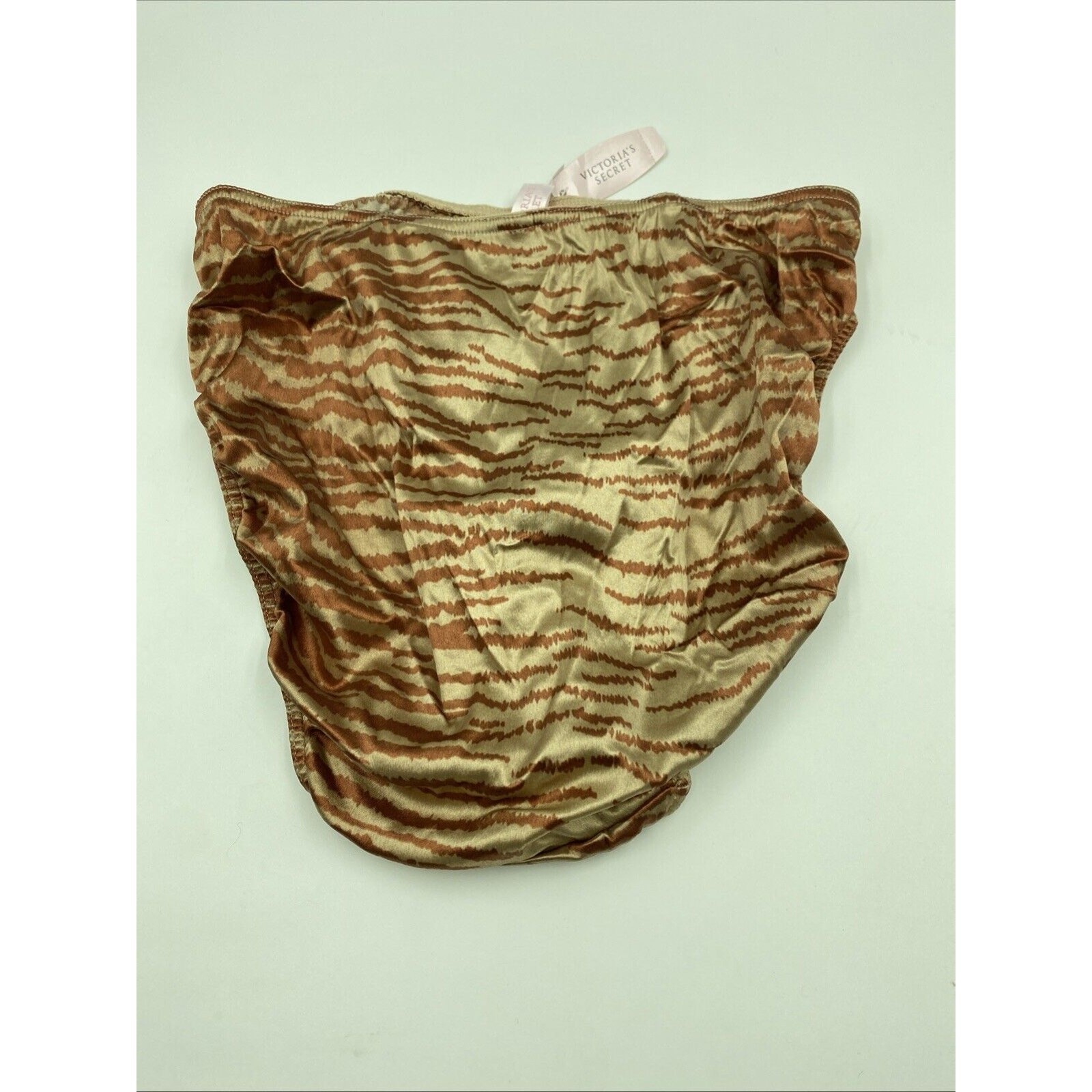 Victoria’s Secret VTG Second Skin Satin Tiger Print Hi Cut Brief Panties Large