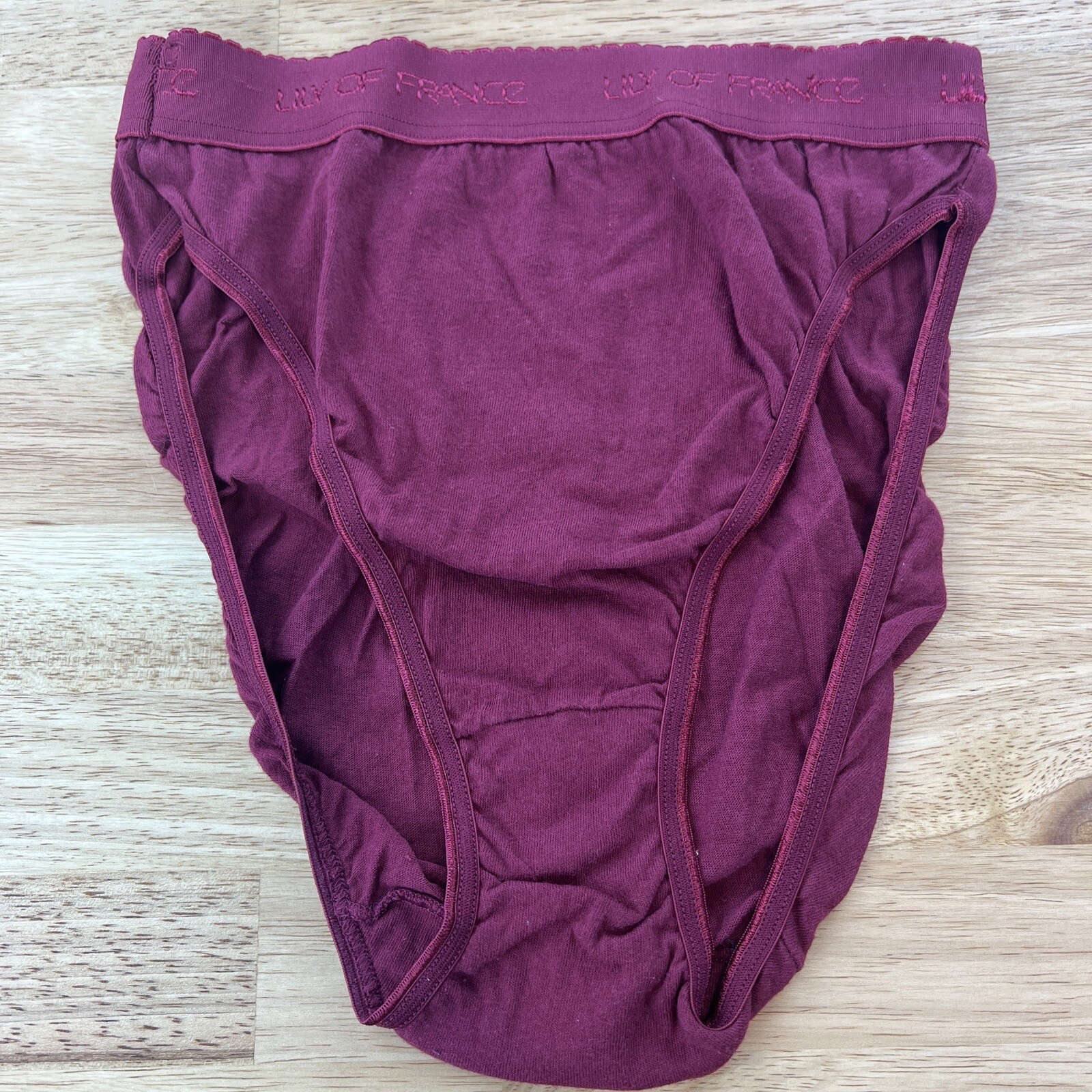 Lily of France Vintage High Cut 100% Cotton Panty Size Medium Plum Color