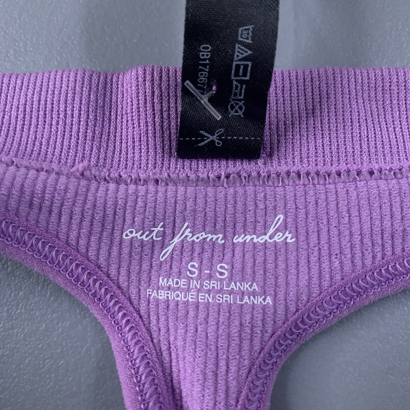Out From Under Womens Size Small Lilac Rib Knit Thong Panty NWT