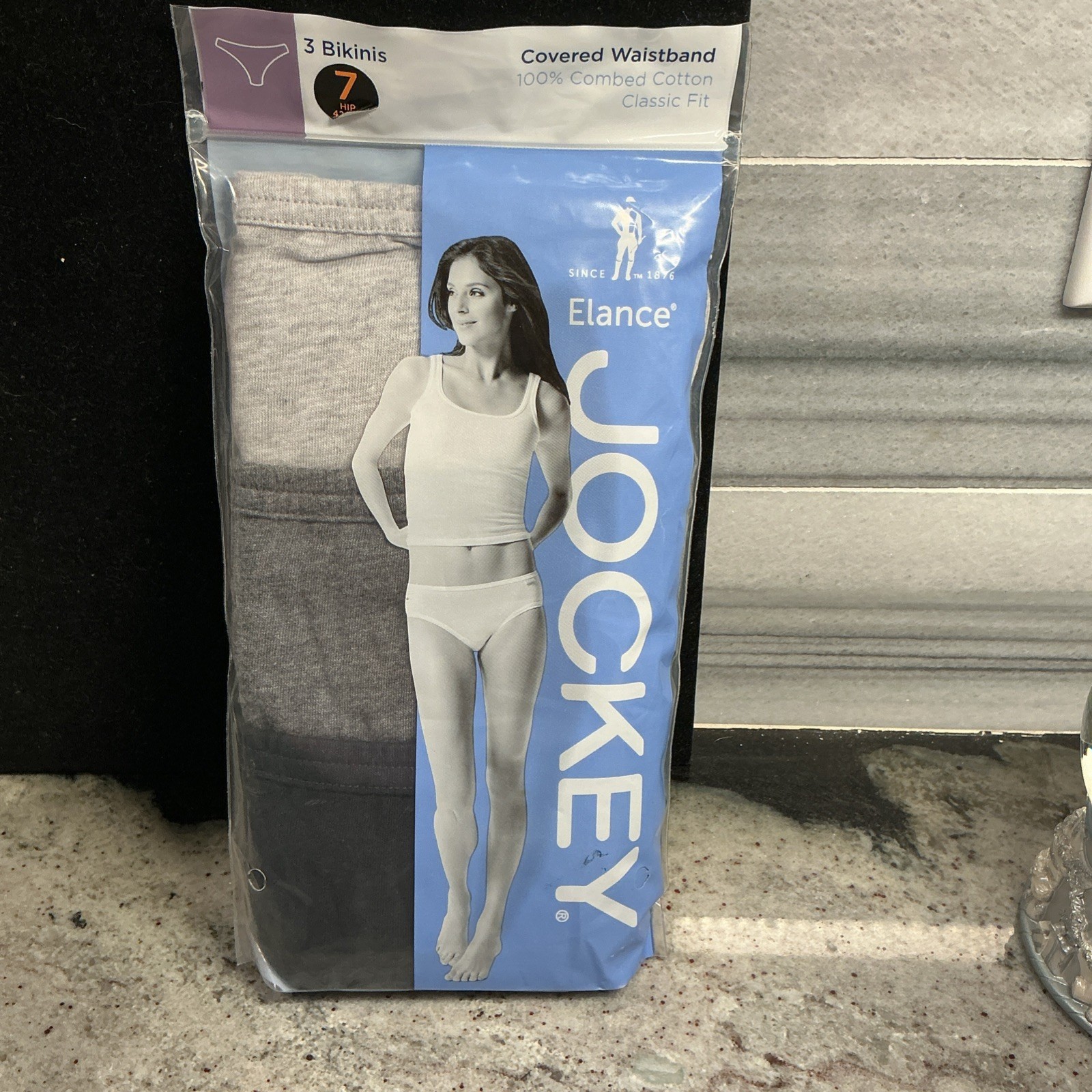 New Jockey Womens Size 7 Elance 3pk. Bikinis Cotton Classic Fit Panties-