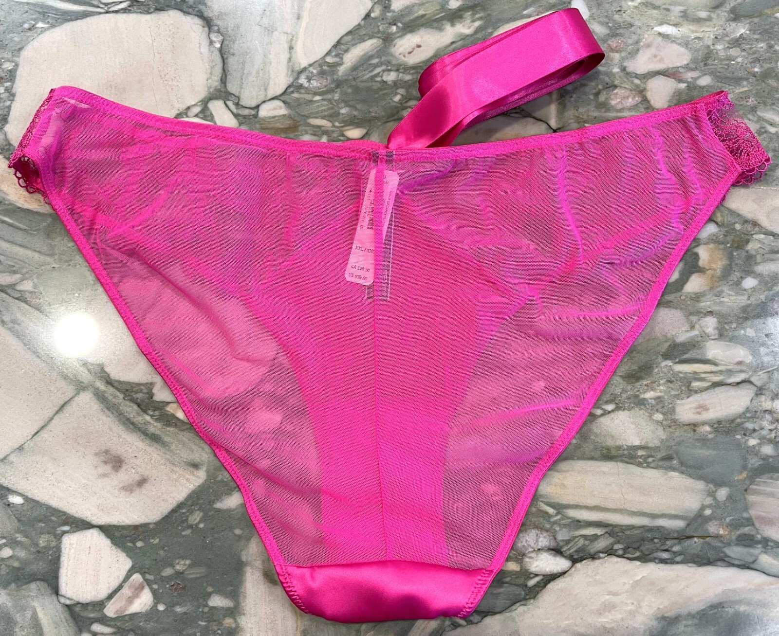 NEW Victoria Secret Very Sexy Heart Embroidery Ribbon Cheeky Fuchsia Frenzy XXL