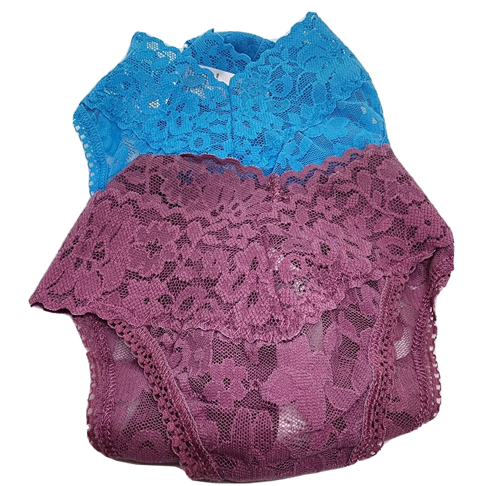 HANKY PANKY 2 Panties SIGNATURE LACE LOW RISE V THONG Mauve & Blue PLUS 14w-24w