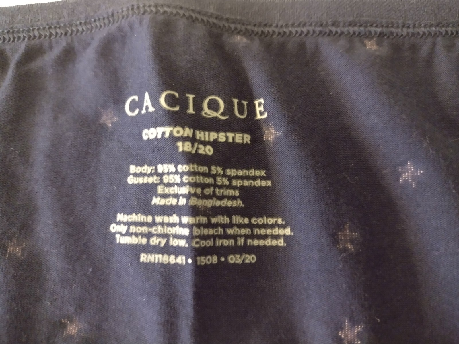 NWT CACIQUE COTTON HIPSTER PANTY 18 20 RED WHITE BLUE STRIPES & STARS USA FLAG