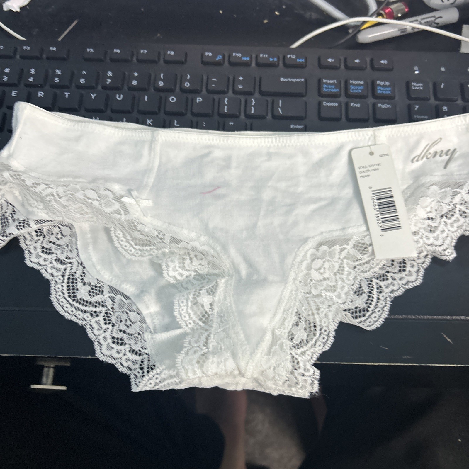 NWT DKNY COTTON ROUCHED BACK HIPSTER PANTIES 570114 1DU White size Small