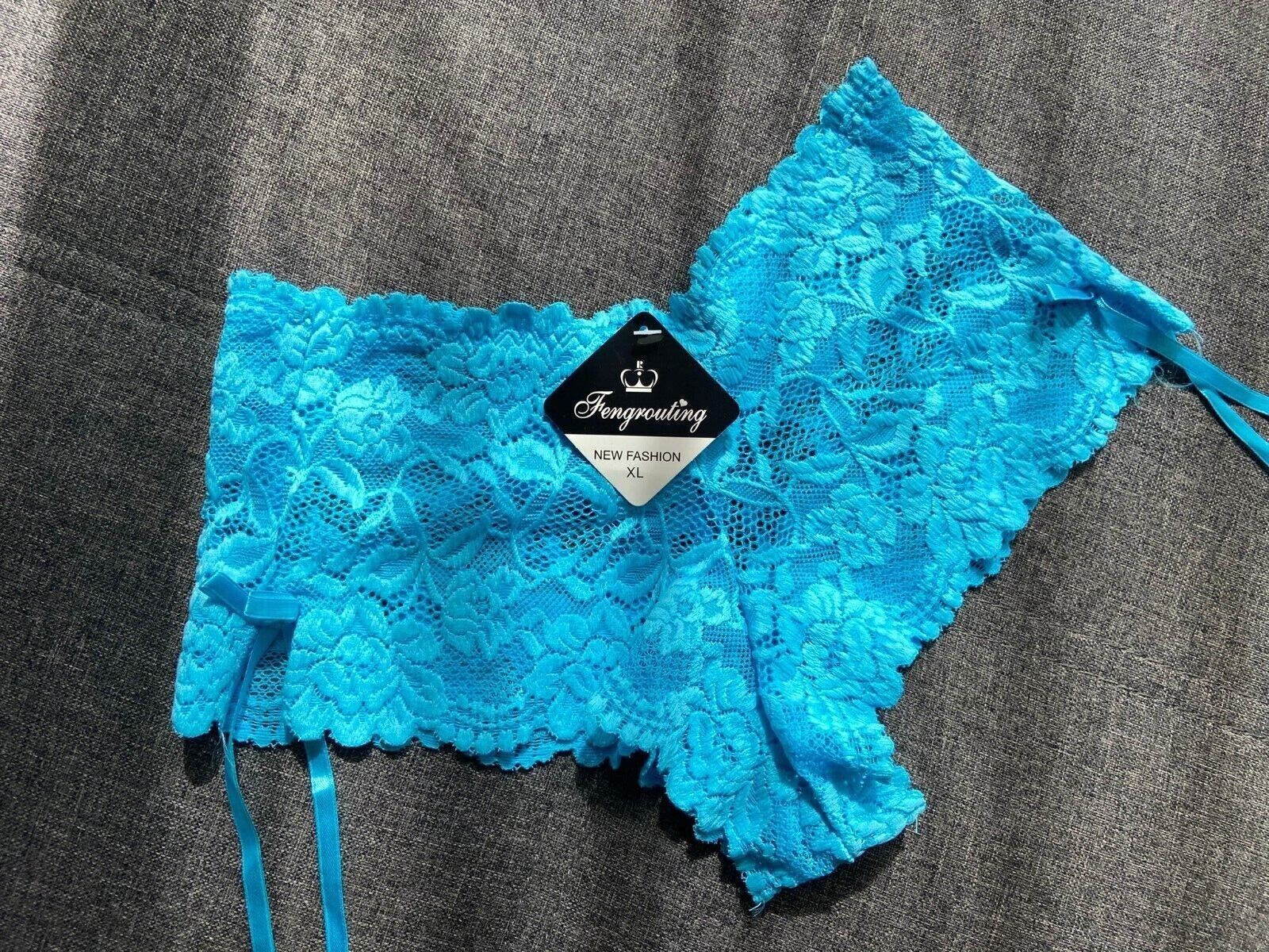 Ladies sexy blue lace french shorts boxers panties underwear lingerie size 10