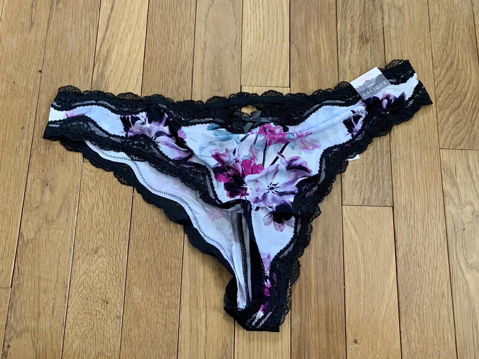 NWT 14/16 Lane Bryant Cacique Strappy Cage Back Tanga Panty Pink Blue Black Lace