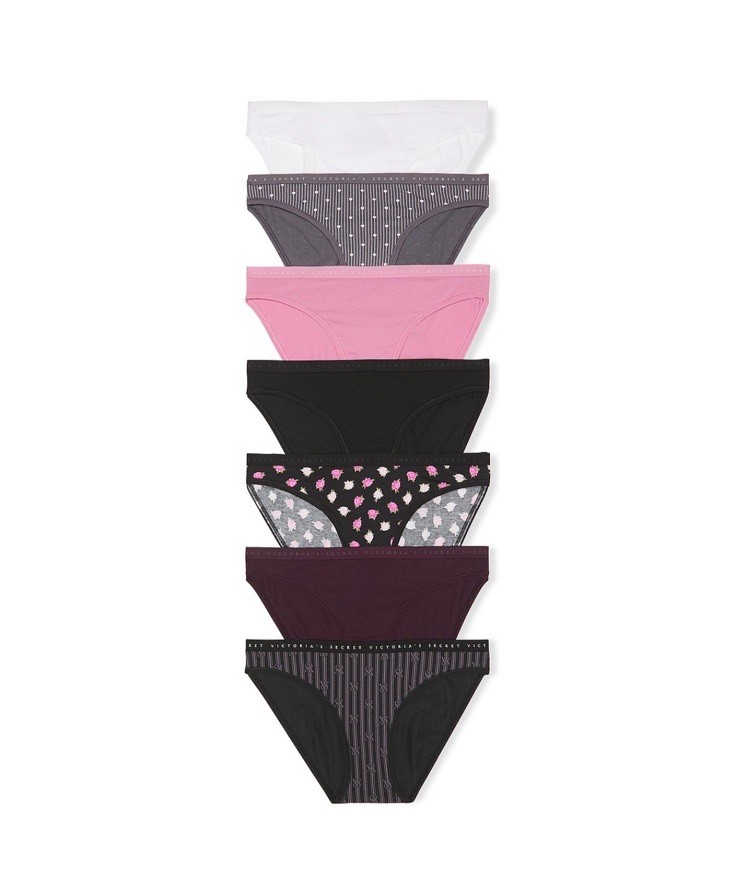 7-Pack Victoria’s Secret sz S Stretch Logo Cotton Bikini Panty Set Bundle Lot