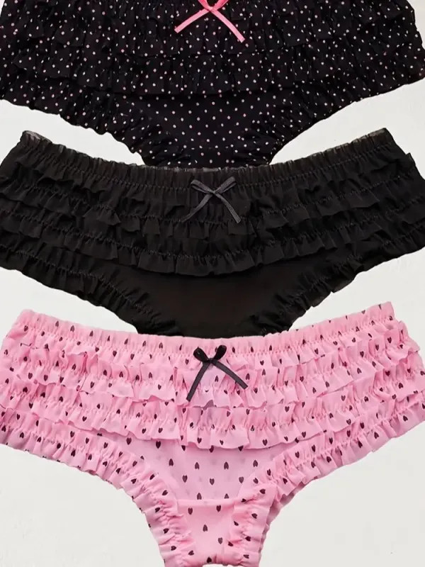 4PCS Cute dot small floral patterns sweet knitted fabric with lace stitching