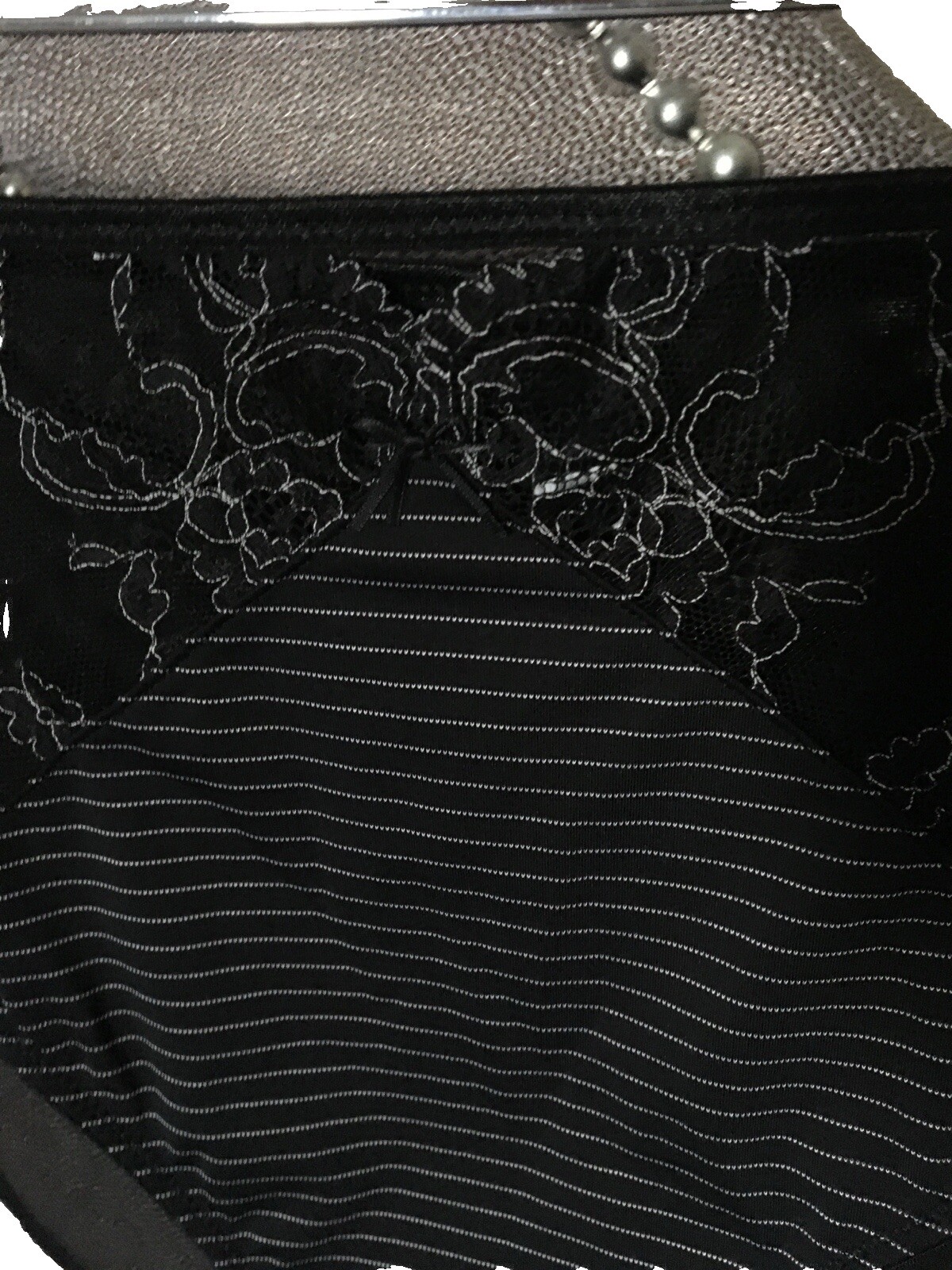 NWT Ashley Graham Panties Hi Cut Sheer Mesh Back Lace PinStripe Brief 3X + 22 24