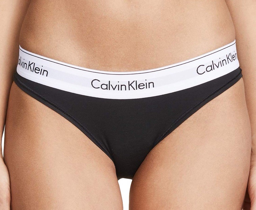 CALVIN KLEIN CK Carousel Logo Women’s Modern Cotton Thong Panty BLACK Size XL