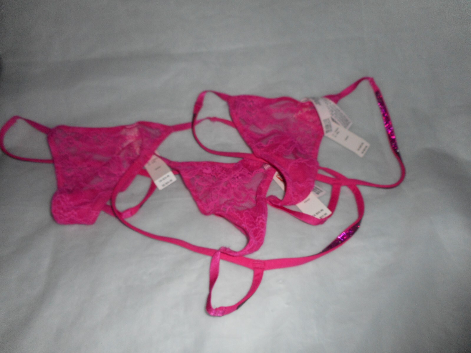 Victoria’s Secret Shine Strap Rhinestone Pink very sexy Thong Panty Bling XS/XP