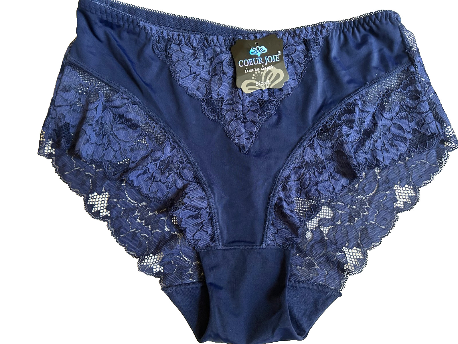Womens SizeM/L Blue Bikini Breathable Classic with Lace Panties Elegant Panty