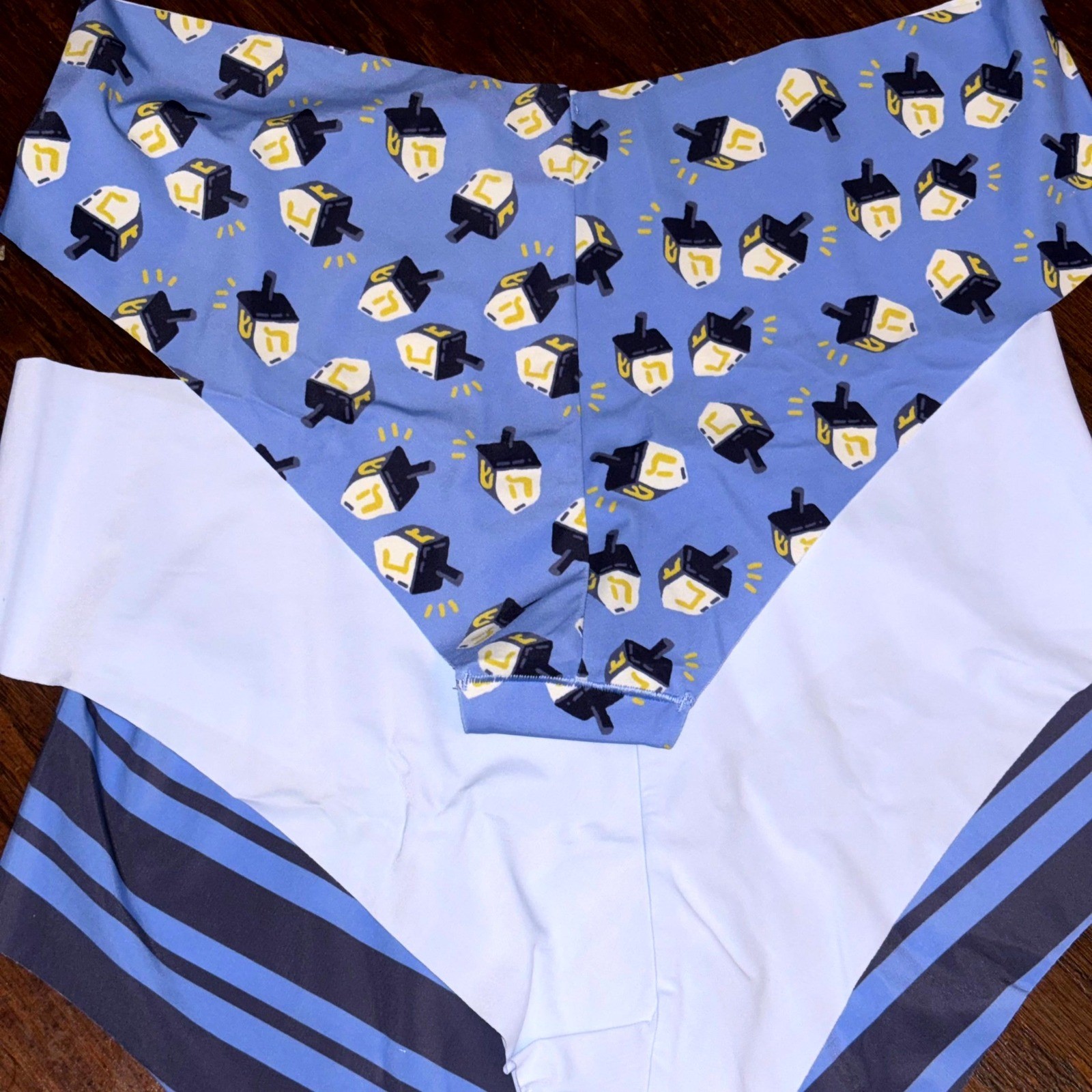 Aerie No Show Cheeky Panties Women Large Love You A Latke Hanukkah Stripe Pack 3