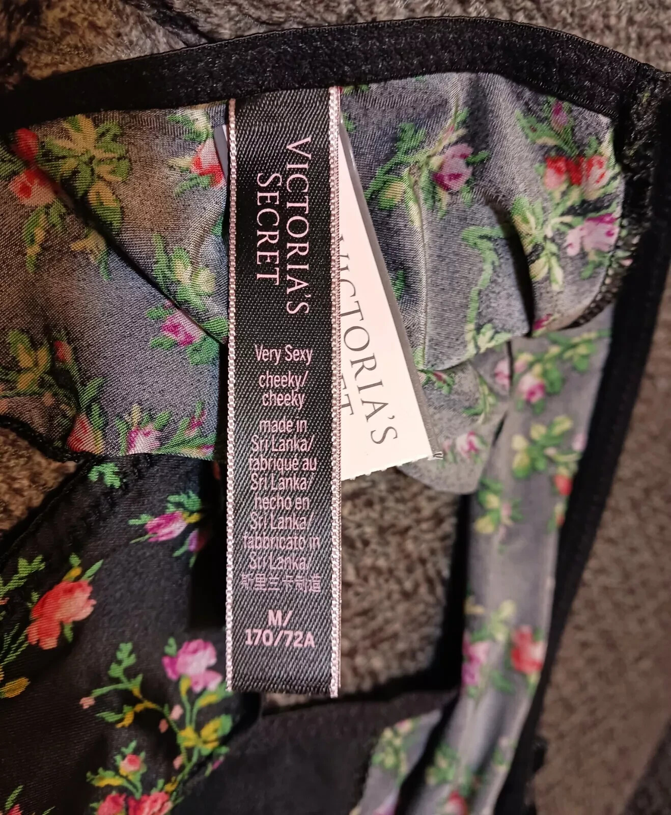 Size Medium Very Sexy Cheeky Victoria’s Secret Black Floral New With Tags