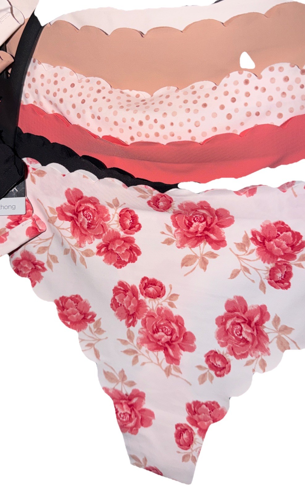 MARILYN MONROE Size: XL- No Show Thong Panties * Scalloped Edge *Pack of 7