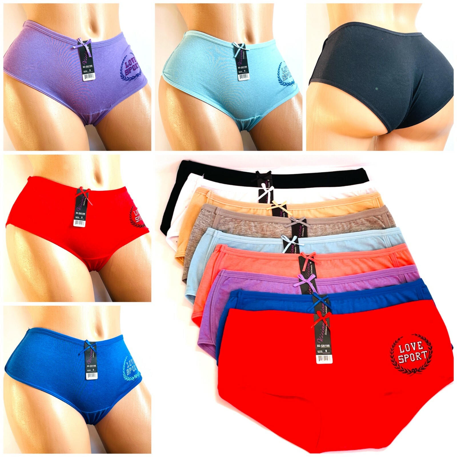 NEW! 6-12 Boyshorts Panties Cotton Underwear Women Ladies Girls TEEN 8198 Sz S