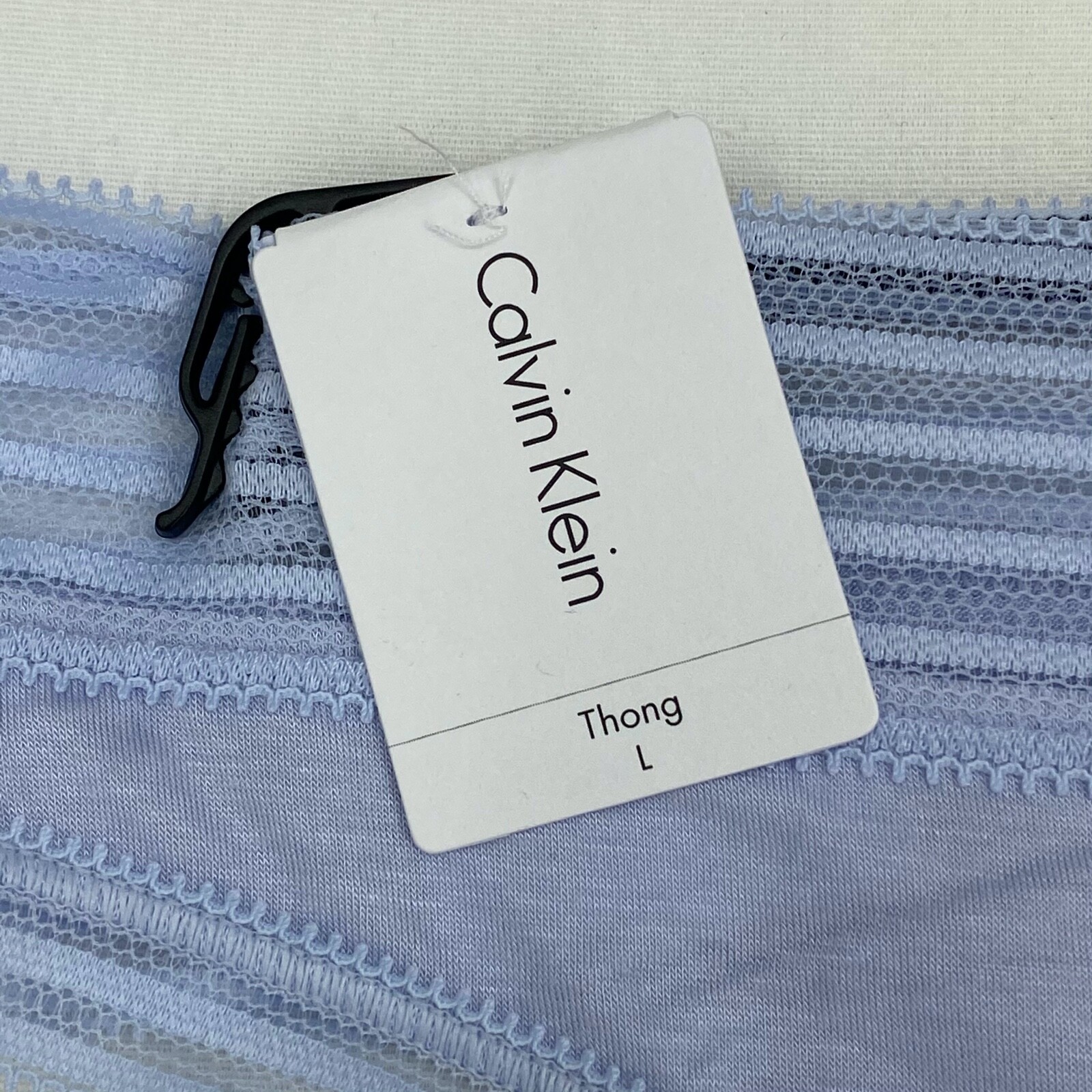 Calvin Klein Womens Large Thong Panties Ultra Soft Modal Ice Pulp Blue Lace Trim