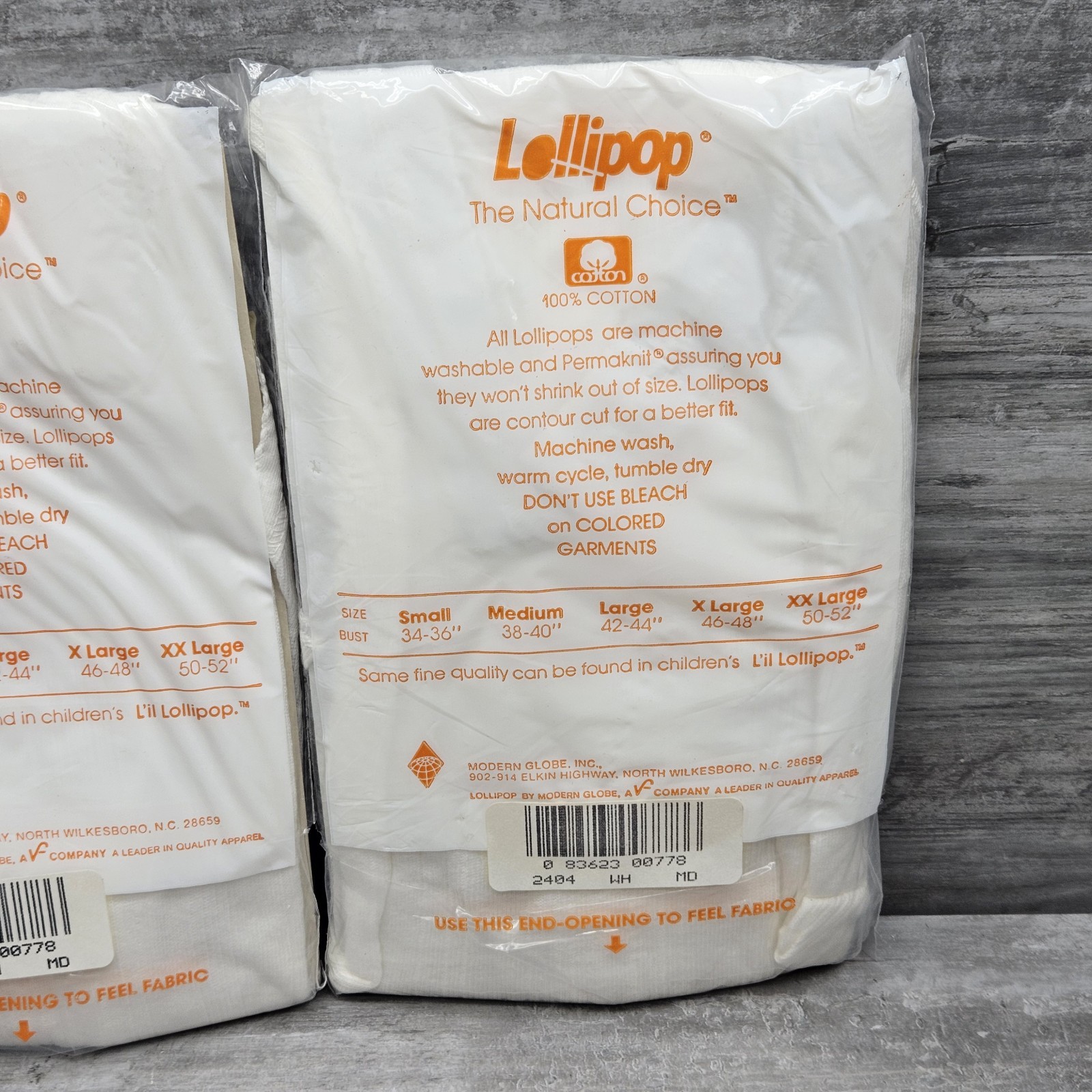 Lollipop Women Camisole Lollitop Lot (2) White 100% Cotton Sz M Sealed Vtg USA