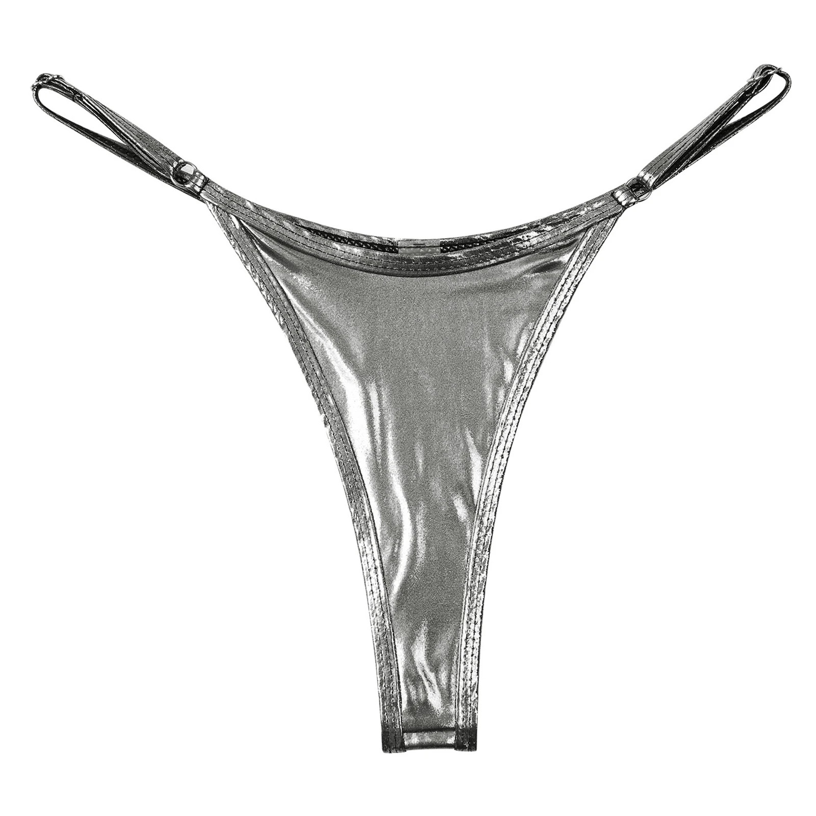 Shiny G String Thong Low Rise Metallic Look T Back Underwear Panties Women