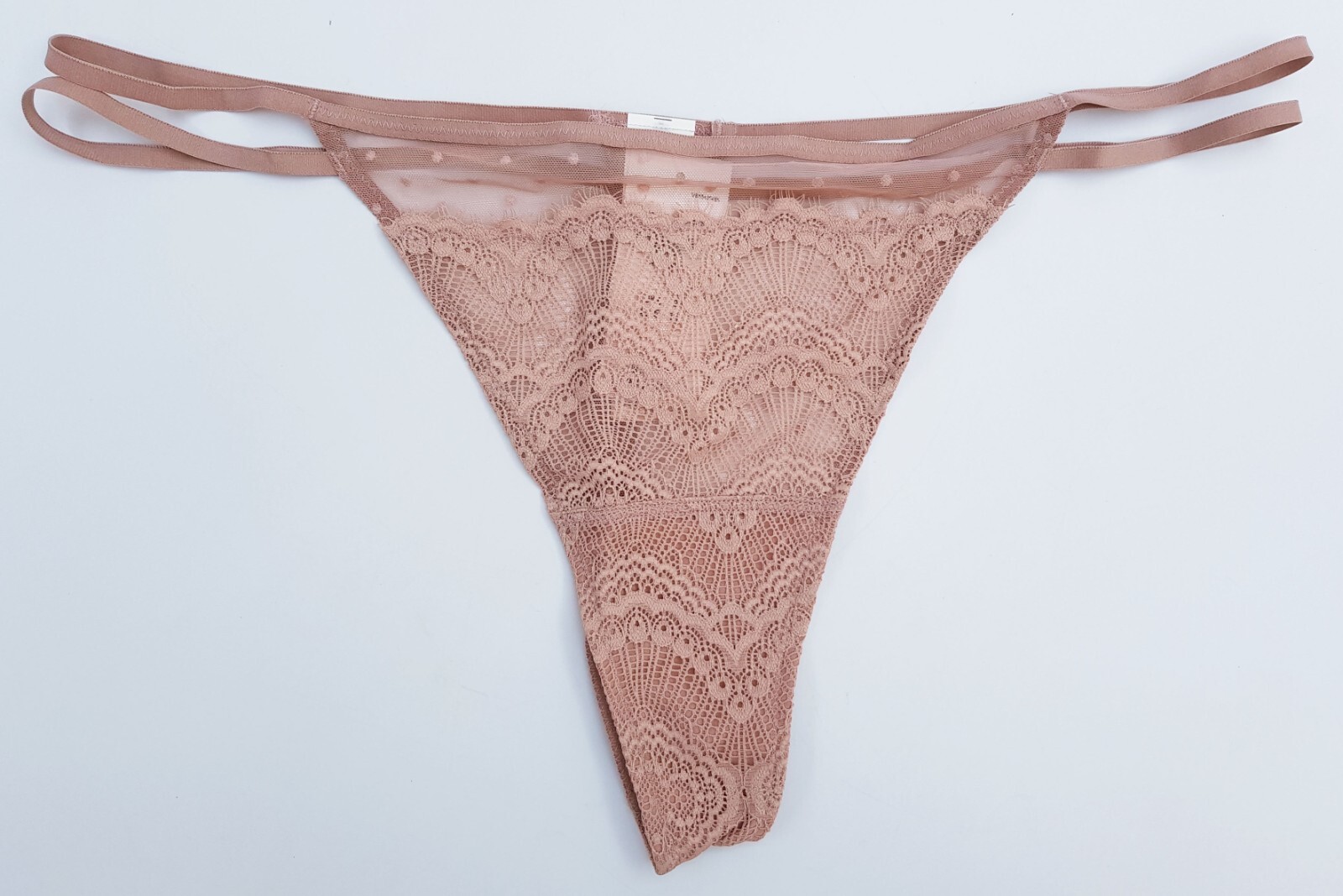 Gilly Hicks Hollister Double Strap Lace String Pink Thong X-Large 16 UK Knickers