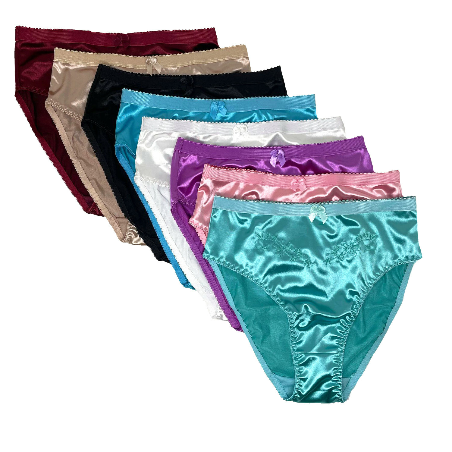 3 PACK SILKY SATIN SMOOTH HI WAISTED HI CUT PANTIES PANTY BIKINIS BRIEF~S-XL 312
