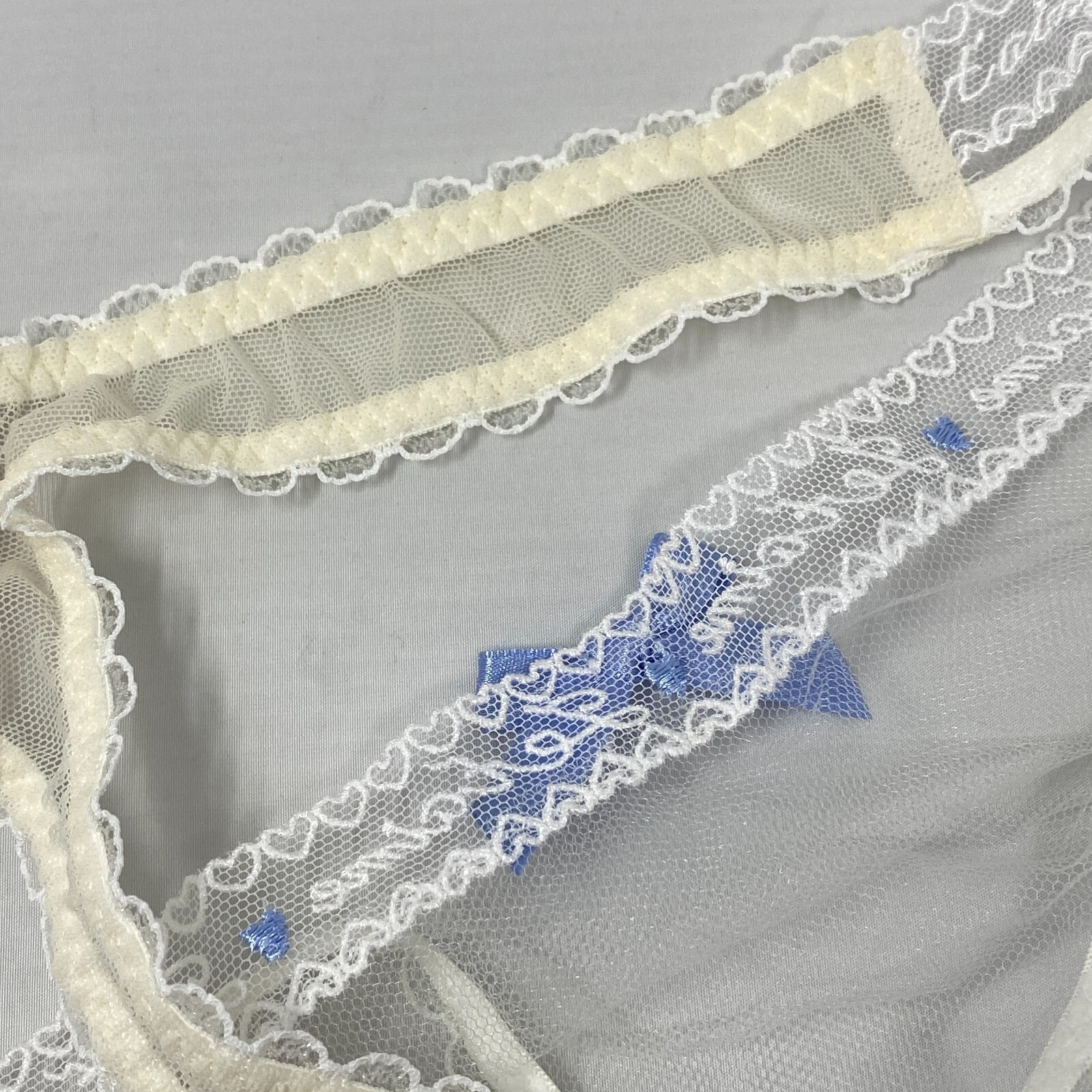 Agent Provocateur Edita White Baby Blue “Je Taime” Thong AP2 Small NWT