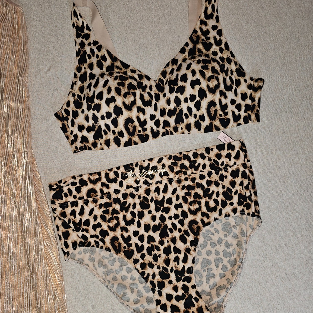 Victoria Secret Lot XL Bralette Panty Shimmer Pleated Gown Shorts Thigh Highs
