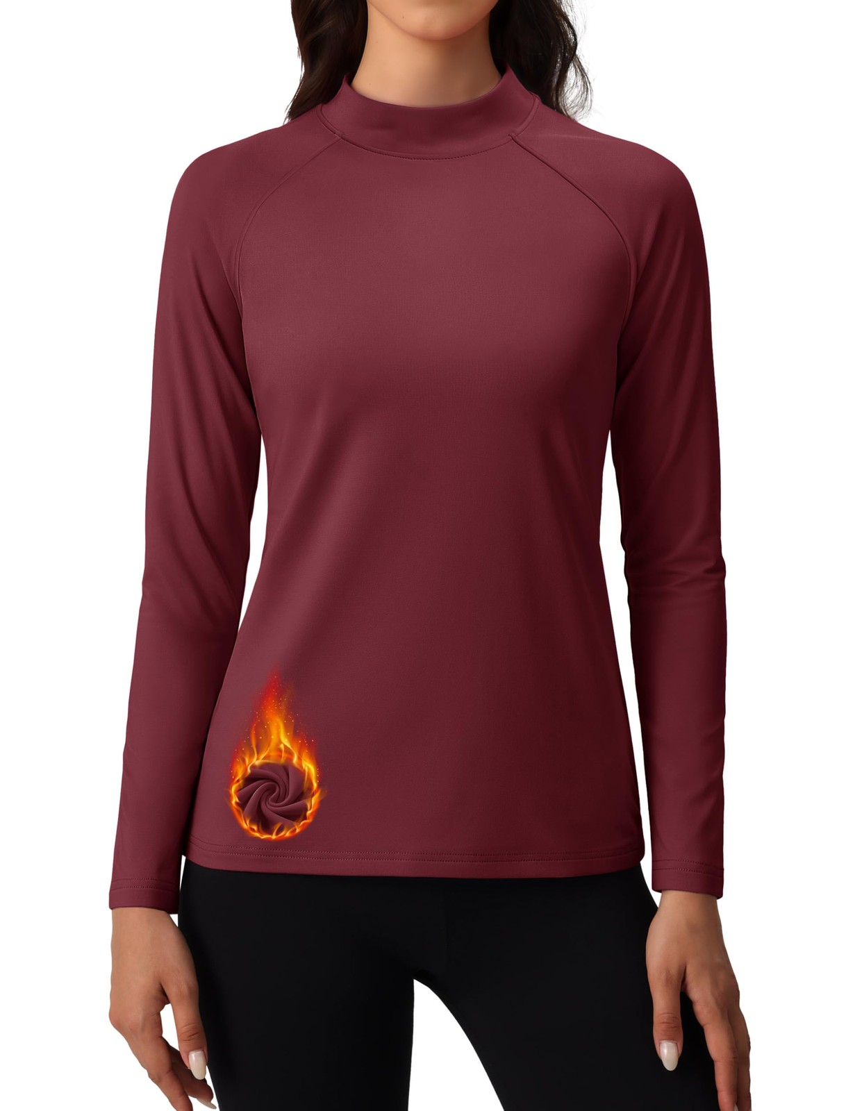 Womens Long Sleeve Tops Thermal Turtleneck Fleece Lined Hiking Shirts Water R…