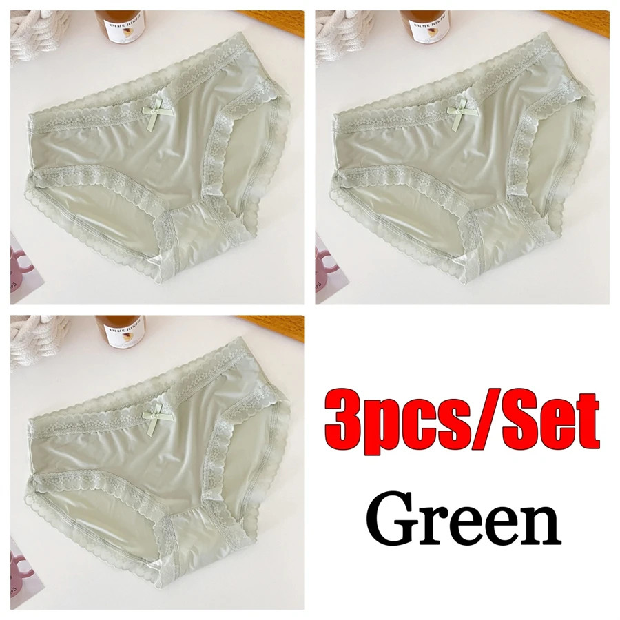 Mid Rise Lace Panties Women’s Seamless Ultra Thin Soft Stretch Underwear 3 Pcs