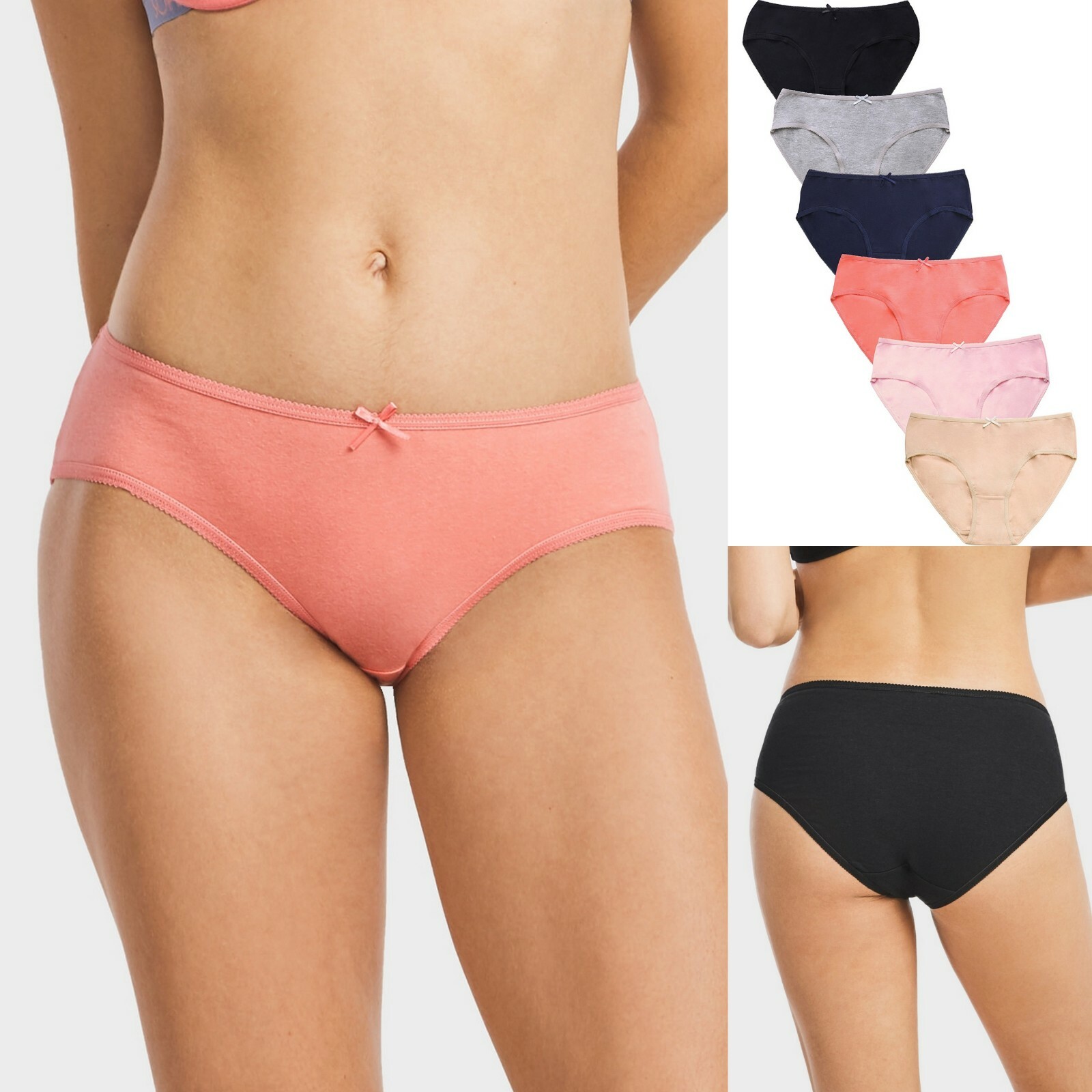 6 Pack Women’s Soft COTTON Stretch Fabric Mid Rise PANTIES Underwear LP1703CK
