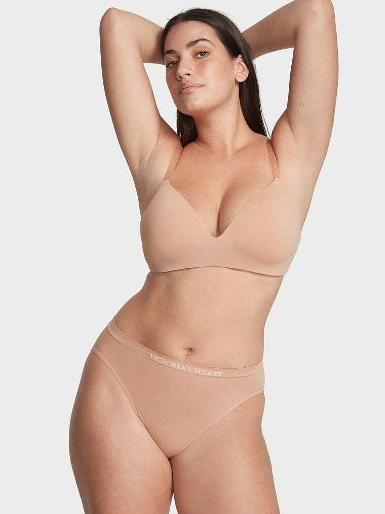 M Beige SEAMLESS NO SHOW FULL COVER Victorias Secret High-Leg Waist Brief Panty