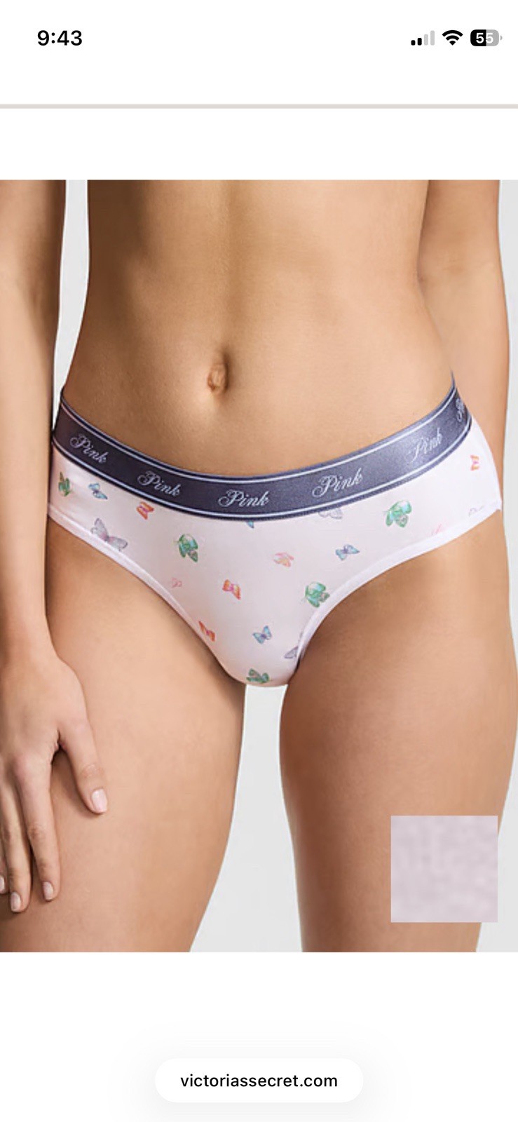 Victoria’s Secret Size L Logo Cotton Hiphugger Butterfly Panties NEW