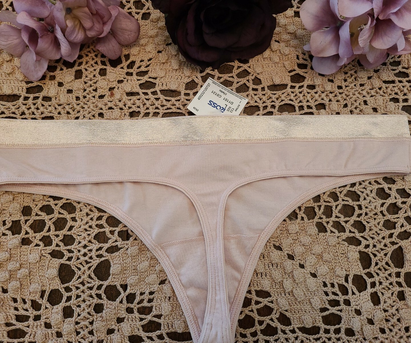 7/L AERIE INTIMATES Slinky V Front SeXy Pink Thong Tanga Panty ~NWT
