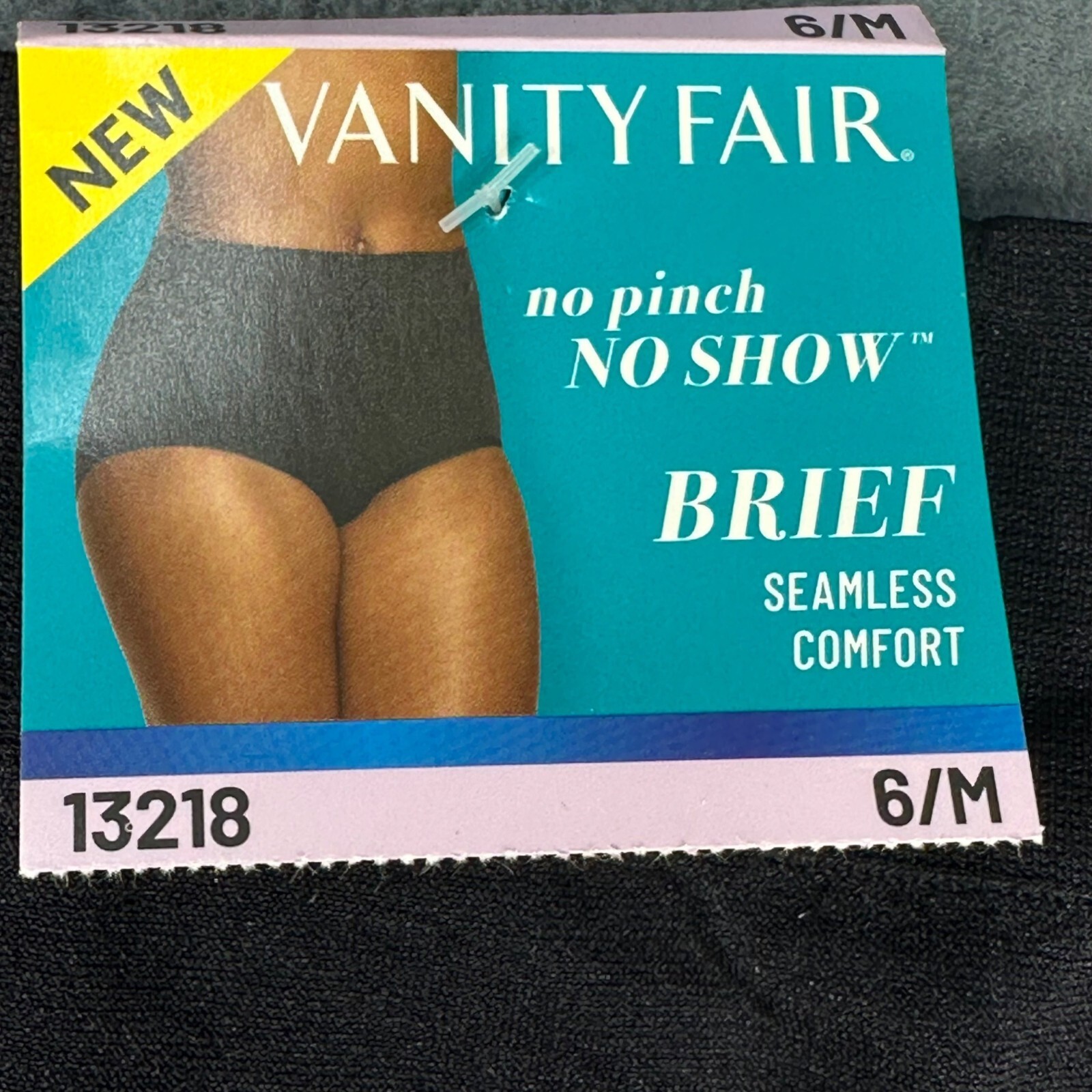 Vanity Fair Women’s Size Medium 6 Panty Brief No Show No Pinch Black New