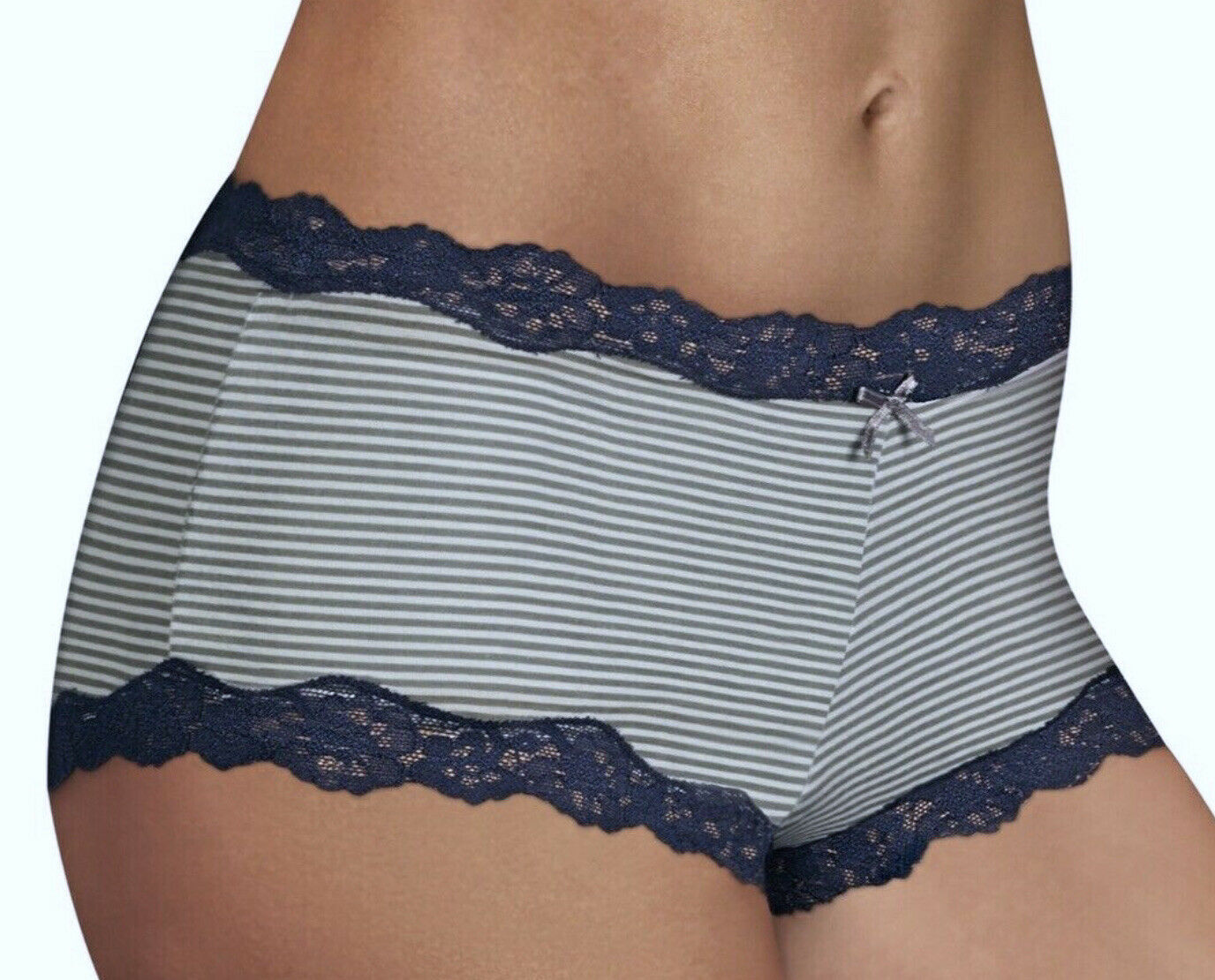 Lot of 3 Womens Maidenform Scalloped Lace Hipster Panty Size S/5 Navy/Gray/White