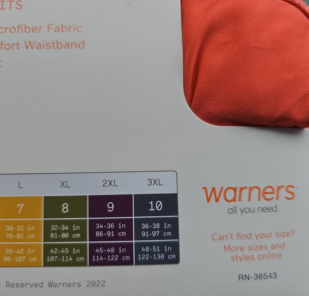 Warner’s Womens Blissful Benefits Microfiber Hipster Panties 3-Pack Size 9 XXL