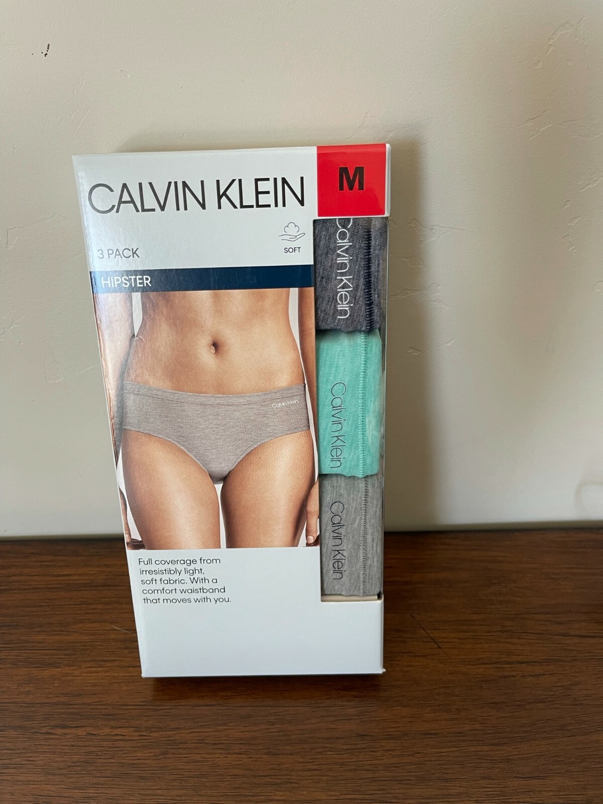 BNIP Calvin Klein 3pk Women’s Hipster Panties, Polyester/Lyocell/Elastane