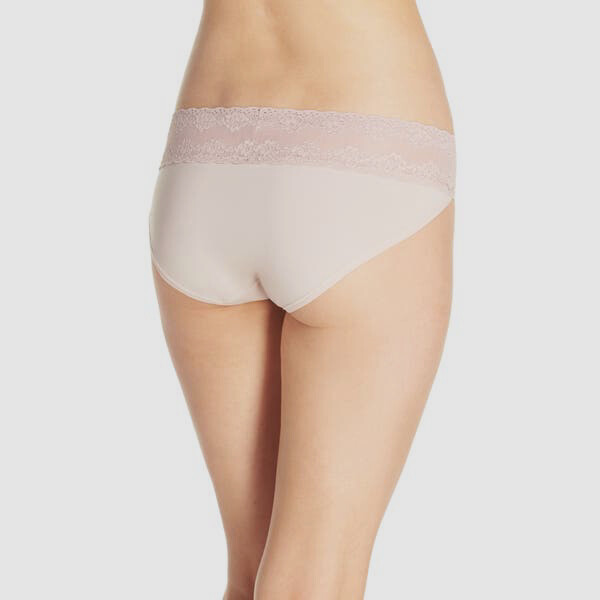 $50 Natori Women’s Pink Lace Trim Bliss Perfection V-Kini Panties Size OS