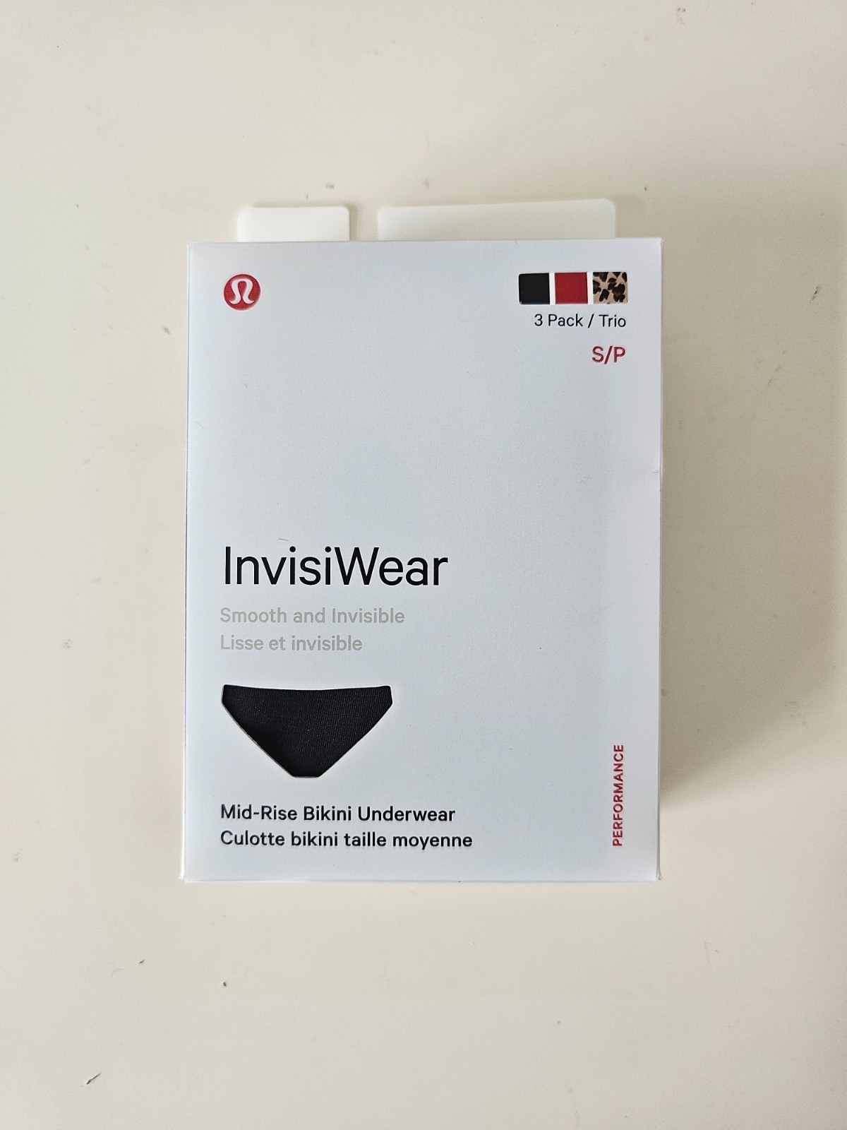 NWT LULULEMON Black Red Leopard Smooth & Invisible InvisiWear MR Bikini 3 Pack S