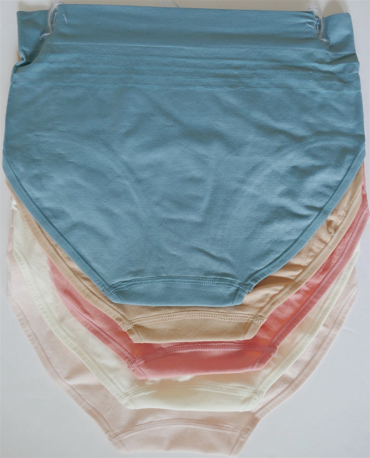 Yummie Shadow Stripe 5 pk Non-Shaping Retro Brief Pink Cream Peach Beige Blue