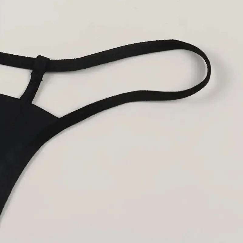 Open Crotch Thong Panties Mid Rise Letter Print Stretch Women’s Underwear