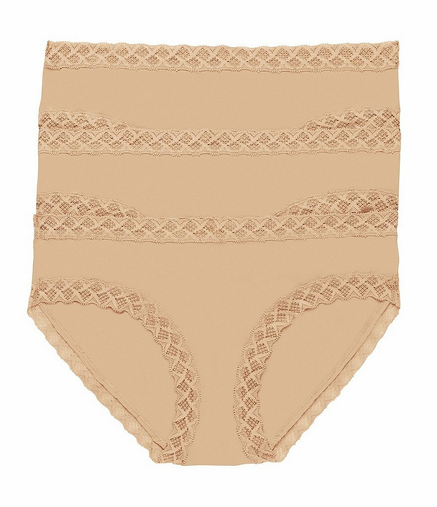 Natori BLISS 156058MP Cafe Beige Stretch Pima Cotton Girl Brief 3 Pair Pack – XS