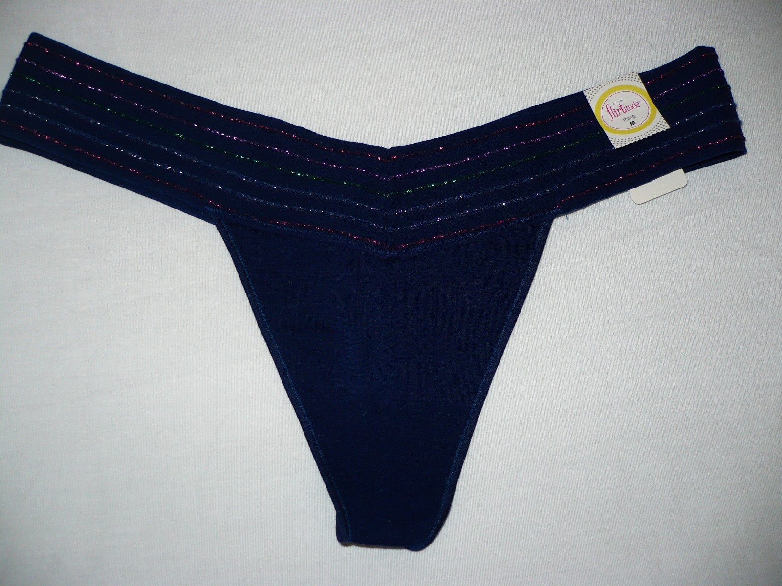 Flirtitude Women’s Thong Panties Size Medium Stunning Sapphire Lurex