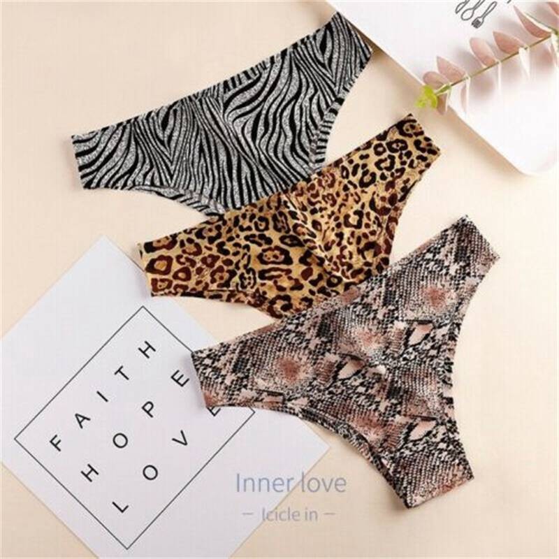 Silk Sexy Knickers Animal Print Print Low-Rise Panty Leopard Ladies Thongs