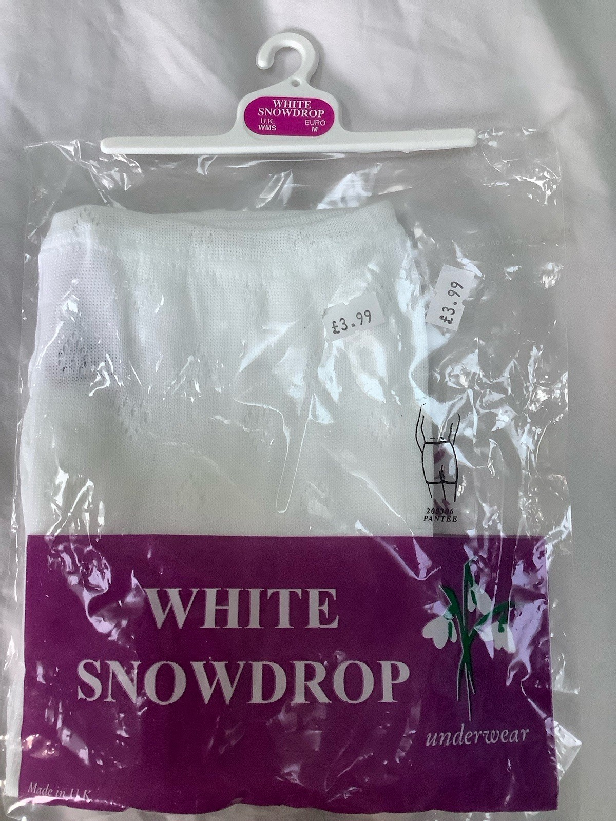 Ladies Vintage Snowdrop Thermal Underwear Pantee White Size S-M New