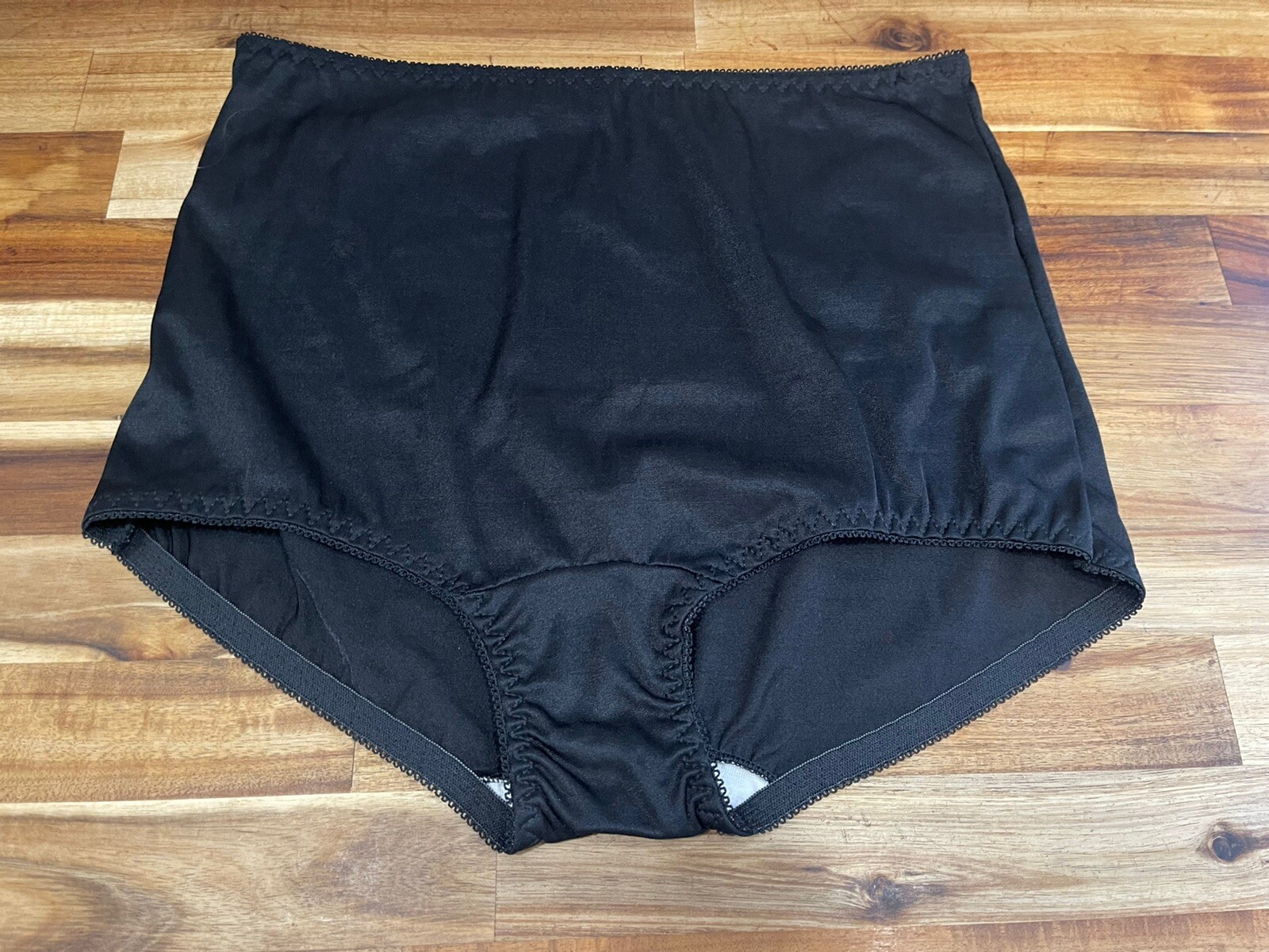 ✅Vtg ✅Nylon Panties ✅Granny High Waisted ✅Cotton Crotch ✅Black ✅Sz 36 ✅Silky