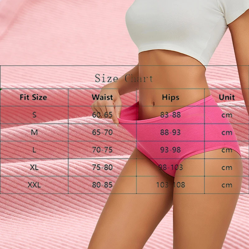 High Waist Cotton Panties Women’s Solid Seamless Soft Stretch Briefs 4 Pcs